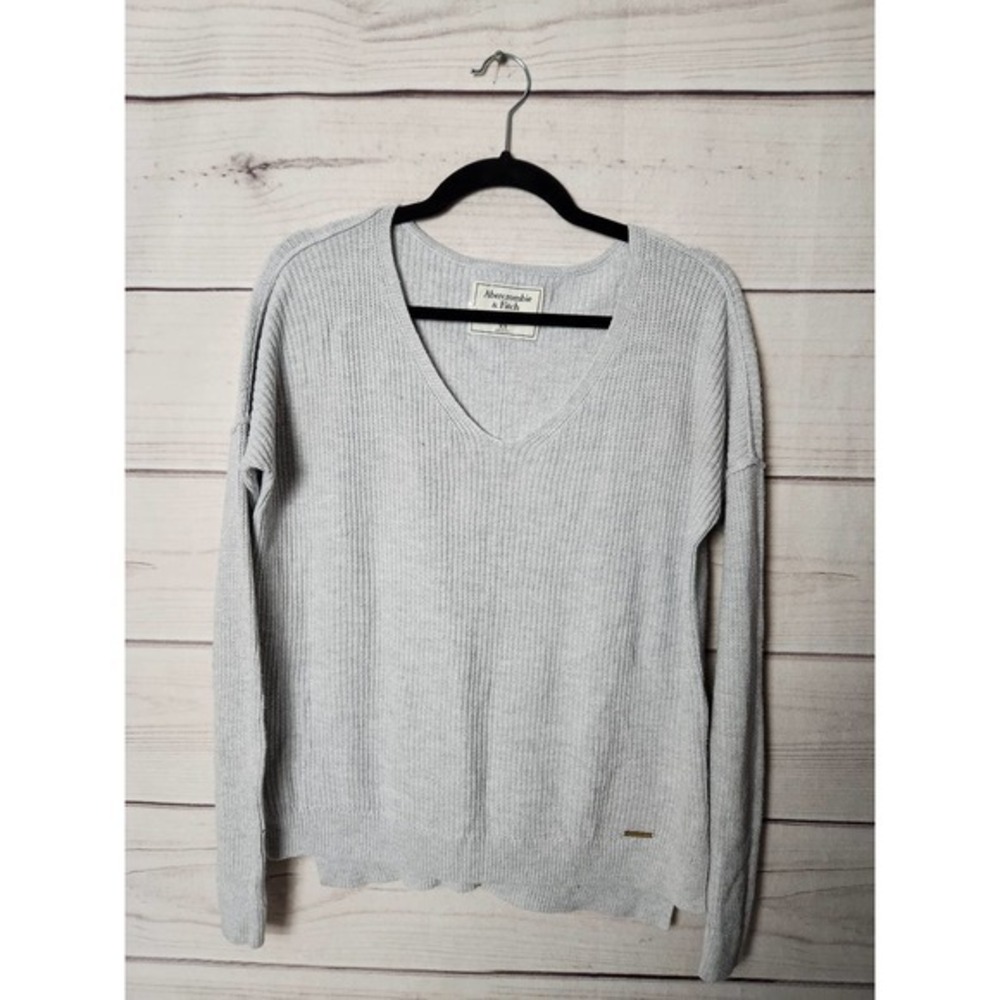 Abercrombie & Fitch Womens Sweater Knitted Long Sleeve V Neck Gray Size‎ XS